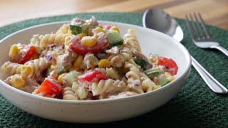 Schneller Thunfisch Nudelsalat mit Gemüse Rezept  Tuna Pasta Salad with Veggies  ENG SUBS [upl. by Allevon108]