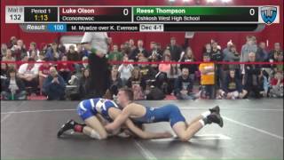 132 Luke Olson Oconomowoc vs Reese Thompson Oshkosh West High School 6475180104 [upl. by Salita768]