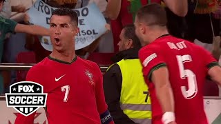 Cristiano Ronaldo scores gamewinning goal in 88 against Scotland  UEFA Nations League [upl. by Carisa]