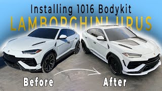 2024 LAMBORGHINI URUS INSTALLING 1016 INDUSTRIES CARBON FIBER WIDEBODY BODYKIT [upl. by Dranrev]