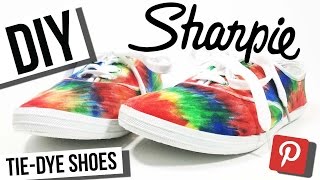 DIY Pinterest  Stained Sharpie TieDye Shoes [upl. by Annaierb]