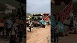 Laying of stone base with a paver for road construction roadconstruction road constructionguide [upl. by Begga]