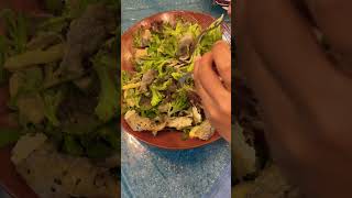 Salmon skin salad 🥗 yummy  tasty malaysia seafood penang [upl. by Assenar]