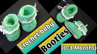 How To Crochet Baby Booties for 03 Months Easy Tutorial [upl. by Linnet]