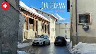 Winter pass road trips in Switzerland  Julierpass Engadin [upl. by Blinny]