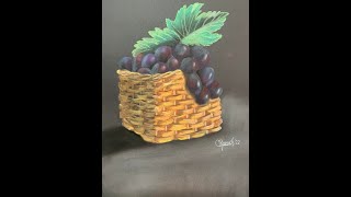 COMO PINTAR CESTO CON UVAS USANDO TIZAS PASTEL [upl. by Sucam]