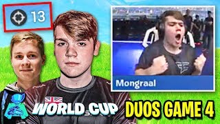 Mongraal Gets HYPE After Popping Off Fortnite World Cup Duos Finals  Game 4 [upl. by Hanfurd470]