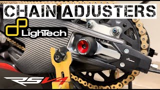 RSV4  Lightech Chain Adjusters  Install [upl. by Romeon]