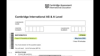 Guided Solution 9709 Probability amp Statistics 2 May June 2022 Paper 62 [upl. by Palestine685]