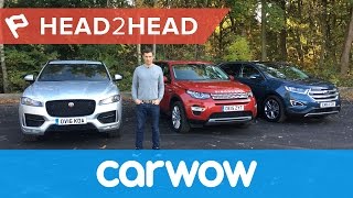 Jaguar FPace vs Land Rover Discovery Sport vs Ford Edge 2017 review  Head2Head [upl. by Nnayecats162]