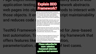 BDD Framework  BDD cucumber selenium interview framework shorts sdet qa [upl. by Adni]