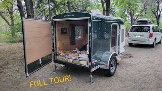 Simple 5x8 Cargo Trailer Camper Conversion for a Family of 4  Full Tour [upl. by Yun]