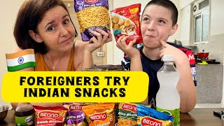 Foreigners Try Indian Snacks 🇮🇳  Travel Vlog  foreigners travelvlog indianfoodreaction snacks [upl. by Leirol521]