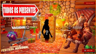 ONDE ESTÁ A SKIN GRÁTIS TODOS OS PRESENTES DO FESTIVAL INVERNAL DO FORTNITE [upl. by Eima]