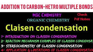 Claisen Condensation Reaction  Stereochemistry  Application mscchemistrynotes itschemistrytime [upl. by Jacinto684]