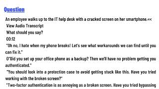 An employee walks up to the IT help desk with a cracked screen on her smartphone [upl. by Hevak182]