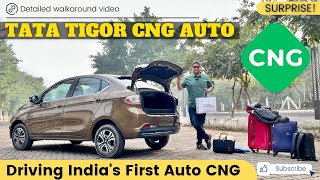 Driving the 2024 Tata Tigor CNG Automatic XZA Plus  Walkaround amp First Look Review [upl. by Maximilianus]