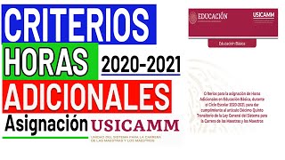 USICAMM Asignación de HORAS ADICIONALES 20202021 en EDUCACIÓN BÁSICA [upl. by Boiney194]