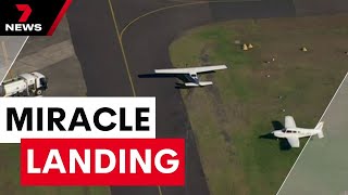 A light planes heart stopping crash landing  7 News Australia [upl. by Kciremed]