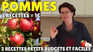 🍎 3 RECETTES AUX POMMES POUR 1 € PAR PERSONNE  Dessert ou gateau facile et économique 😋 [upl. by Ahsimak]