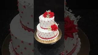 Two tier anniversary Rose design rosecake towtiercake anniversarycake anniversarycakedecoration [upl. by Elatnahc]