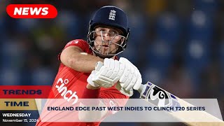 England edge past West Indies to clinch T20 series [upl. by Nairb]