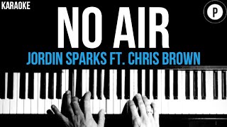 Jordin Sparks  No Air Ft Chris Brown Karaoke SLOWER Acoustic Piano Instrumental Cover Lyrics [upl. by Atinad]