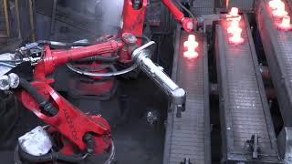 COMAU NJ robots medium payload in hot forging application SANGRATO [upl. by Aramen]