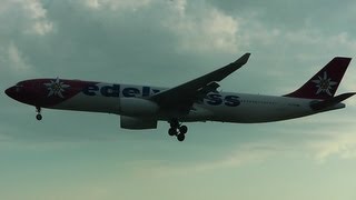 ✈ Edelweiss A330343X landing at Zurich Airport ZRHLSZH  fullHD [upl. by Anelrac]