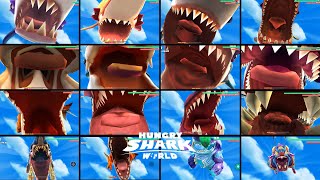 Most Sharks Eaten in Bay Special Map  Hungry Shark World [upl. by Ynittirb]