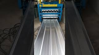 threetype color steel roll forming machinecolor steel tile press machine rollfomingmachine [upl. by Salvadore610]