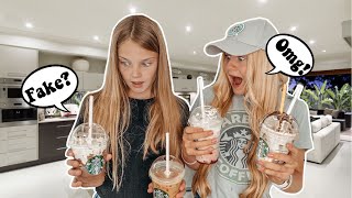 STARBUCKS AT HOME BFF CHALLENGE  MaVie Noelle Family [upl. by Ayhdiv]