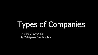 Company Law Types of Companies [upl. by Yaned]