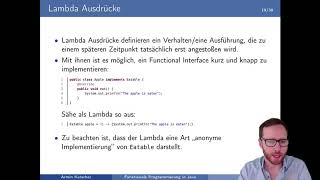 Java Lambda Ausdrücke Funktionale Programmierung Teil 510 [upl. by Muscolo]