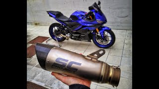 SCPROJECT S1 EXHAUST ON YAMAHA R3 NO DB KILLER 🔥🔥 [upl. by Clementas]