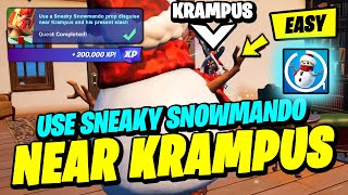 How to EASILY Use a Sneaky Snowmando prop disguise near Krampus and his present stash Fortnite Quest [upl. by Gilson]