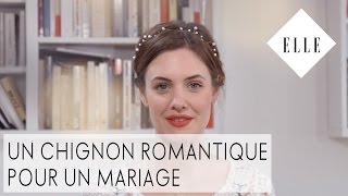 Un chignon romantique pour un mariage┃ELLE Coiffure [upl. by Aerdnek]