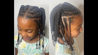 Cute Kids Natural Hairstyle  Braids with beads  Kids Hairstyles for type 3a3b3c4a4b4c hair [upl. by Alleuqcaj]