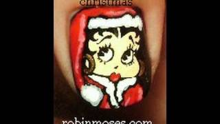 Betty Boop Christmas Nail Art  Vintage Nails by Robin Moses [upl. by Camilia839]