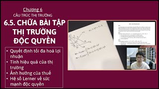 Kinh tế vi mô 1  Chương 6  65 Chữa bài tập Thị trường Độc quyền [upl. by Annwahs]