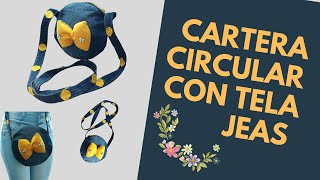 COMO HACER CARTERA CIRCULAR CON TELA JEAS  REUTILIZA TUS JEANS [upl. by Rimaj]