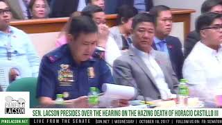 Senate hearing on hazing death of Atio Castillo Part 2  Oct 18 2017 [upl. by Noiraa]