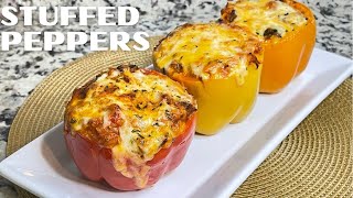 Vegetarian Stuffed Bell Peppers  Stuffed Peppers with Rice  Meatless Monday [upl. by Dryfoos]