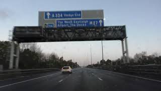 Driving On The M275 M27 amp M3 Motorways From Portsmouth Port To Winnall Winchester England [upl. by Naitsabas]