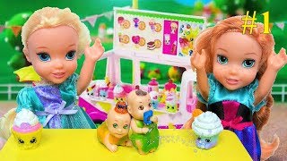 Anna and Elsa Toddlers go shopping with the twins part 1  Barbie Dolls Adventures [upl. by Callahan]