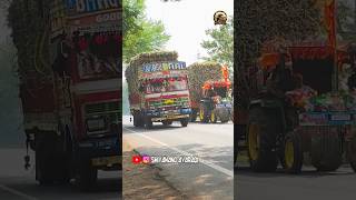 TATA Truck Overtaking Johndeere Tractor  Sugercane Loaded Vehicles on Road [upl. by Nyrmac]