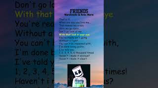 Marshmello Anne Marie  FRIENDS Lyrics [upl. by Nahgem]