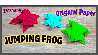 Origami Jumping Frog  How to make paper frog Toy  Origami Craft Media [upl. by Iluj]