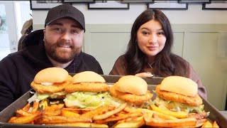 CRISPY CHICKEN SANDWICH w Baked Fries MUKBANG  Karlee amp Josh QampA [upl. by Bower321]