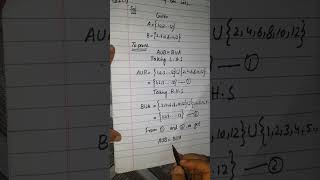 Operation on setsCommutative property of union and intersection Ex52 Q1i class10 maths kpk board [upl. by Ailimac168]